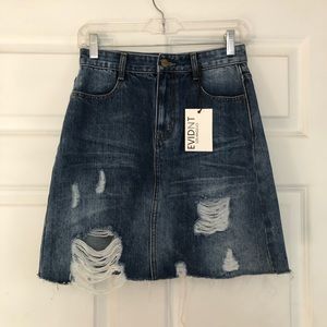 NWT Evidnt Distressed Denim Skirt